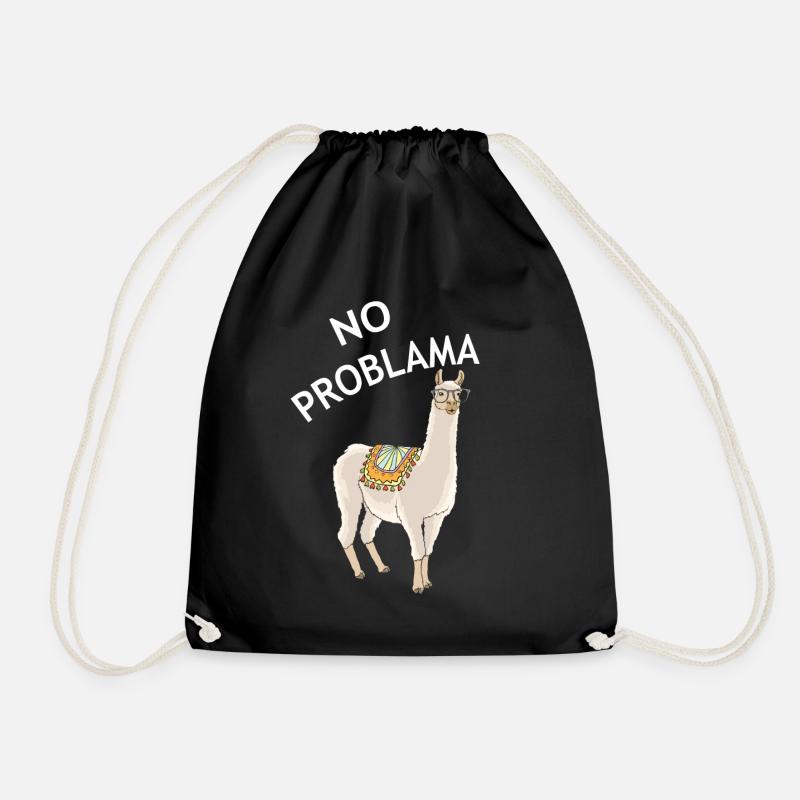 No Problama Lama | Alpaka Tier Lustig Geschenkidee - Turnbeutel - Schwarz