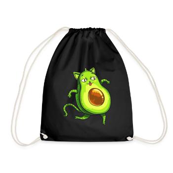 Avocado Avogato Katze Kätzchen Mietze Geschenk - Turnbeutel - Schwarz - Vorne
