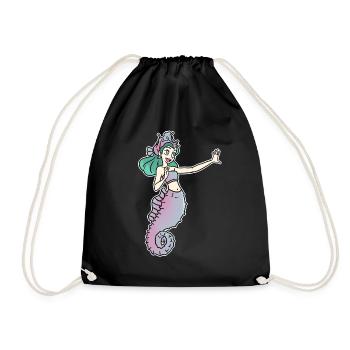 Seepferdchen Prinzessin Fisch Ozean Geschenk - Turnbeutel - Schwarz - Vorne