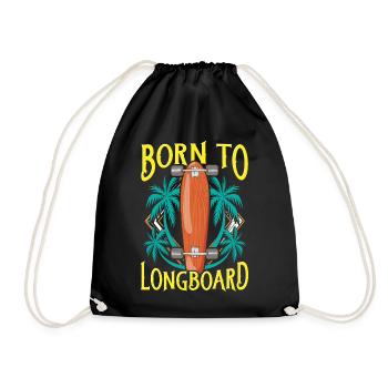 Born To Longboard - Longboarder - Turnbeutel - Schwarz - Vorne