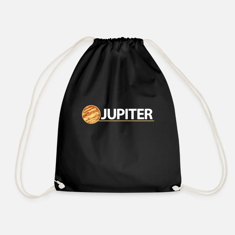 Jupiter Planet Gift Rings Red Spot - Drawstring Bag - black