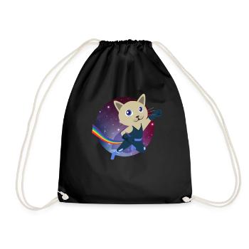 Cute cat superhero universe levitation kitty - Drawstring Bag - black - Front
