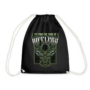 Modern deer head | Forest animal roebuck gift idea - Drawstring Bag - black - Front