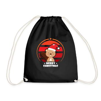 Chapeau de noel castor noel animaux Adevent - Sac de sport léger - noir - Devant