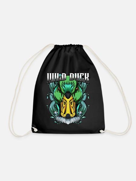 Modern Wildente | Trendy Vogel Tier Geschenkidee - Turnbeutel - Schwarz