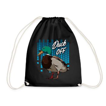 Trendy Duck Word Game | Duck off bird gift - Drawstring Bag - black - Front