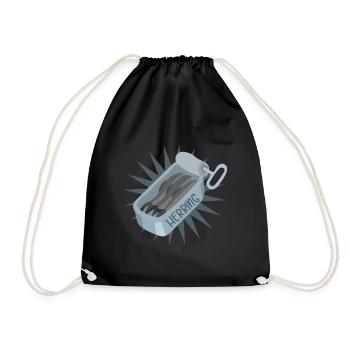 Herring sardines - Drawstring Bag - black - Front