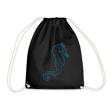Seepferdchen Ozean Fisch Geschenk - Turnbeutel - Schwarz - Vorne