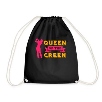 Queen of the Green Golfer Golfer Putt Club - Drawstring Bag - black - Front