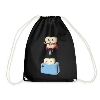 Superhero toast - Drawstring Bag - black - Front