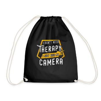 i dont need therapy cameraFotograph Geschenk Fotog - Turnbeutel - Schwarz - Vorne