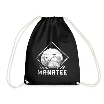 Manatee Dugong Gift - Drawstring Bag - black - Front
