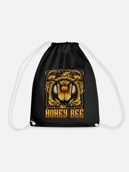 Modern honeybee | Trendy bee wasp gift - Drawstring Bag - black
