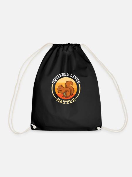 squirrel - Drawstring Bag - black