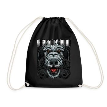 Modern Irish Wolfhound | Trendy dog head gift - Drawstring Bag - black - Front