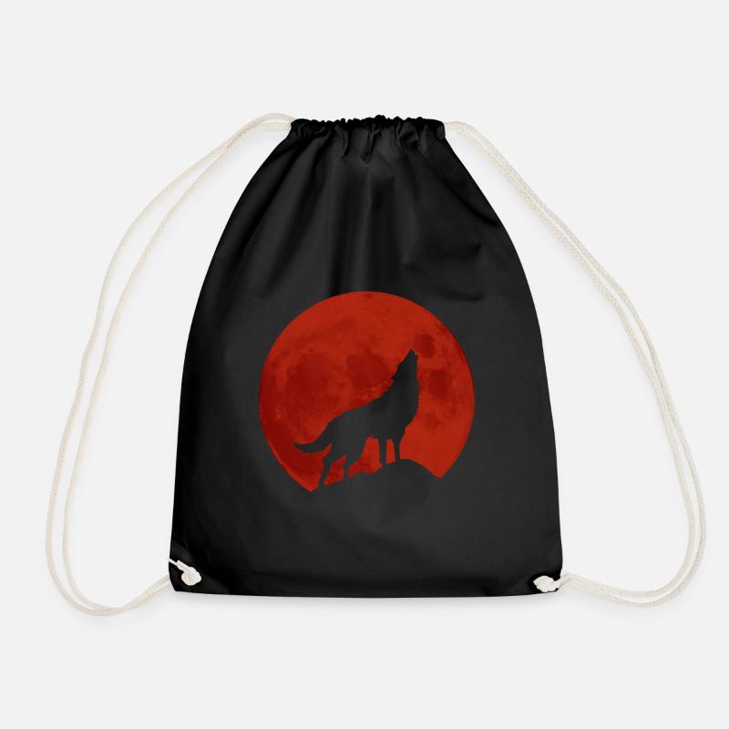 wolf - Drawstring Bag - black
