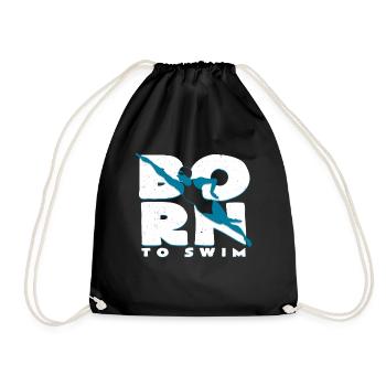 Geboren zum schwimmen | Schwimmsport Geschenkidee - Turnbeutel - Schwarz - Vorne