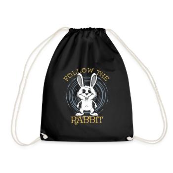 Follow the white rabbit. White rabbit rabbit - Drawstring Bag - black - Front