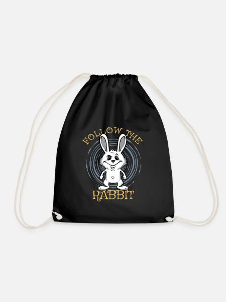 Follow the white rabbit. Weißer Hase Kaninchen - Turnbeutel - Schwarz
