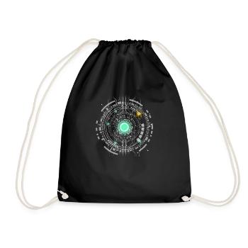 nerd CPU core computer code pc board spaceship - Drawstring Bag - black - Front