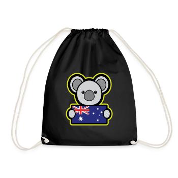 Koala Australien Geschenk Kinder Weihnachten - Turnbeutel - Schwarz - Vorne