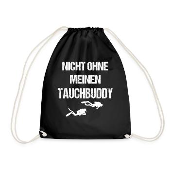 Tauchbuddy Taucher Scuba Tauchen Geschenk - Turnbeutel - Schwarz - Vorne