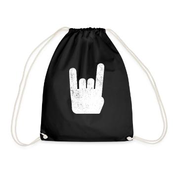 Pommesgabel Metal Hand Rock Metal Music - Drawstring Bag - black - Front