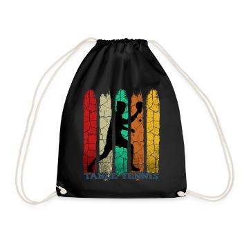 Retro Vintage Tischtennis Silhouette Geschenkidee - Turnbeutel - Schwarz - Vorne