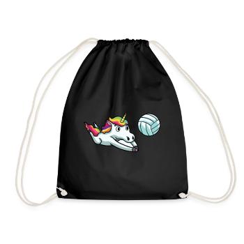 Unicorn volleyball volleyball player gift - Drawstring Bag - black - Front