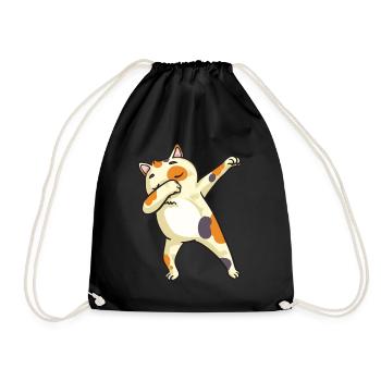 Dabbing Cat Lover Dance Funny Gift - Drawstring Bag - black - Front