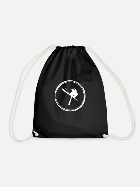 Ski Skiing Skier Skier Skis Ski Holiday - Drawstring Bag - black