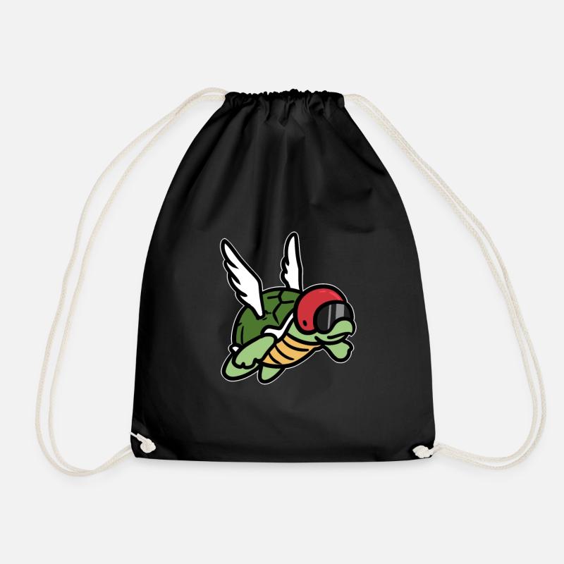 turtle - Drawstring Bag - black