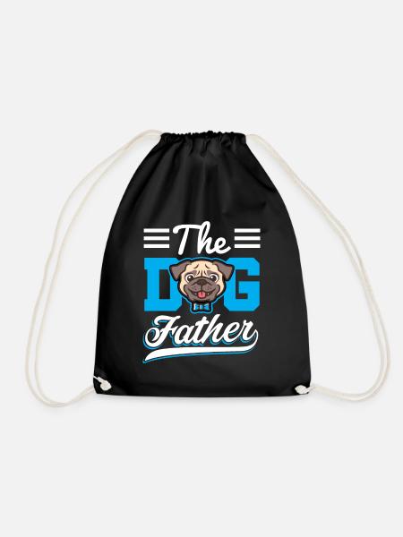 The Dog Father with Cute Dog Head - Drawstring Bag - black