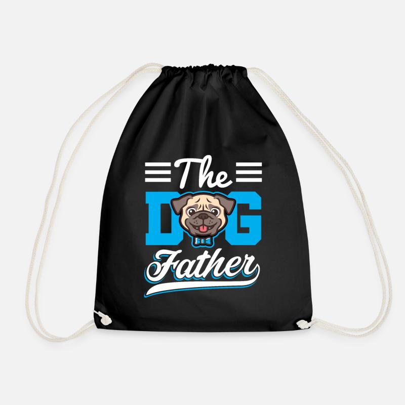 The Dog Father with Cute Dog Head - Drawstring Bag - black