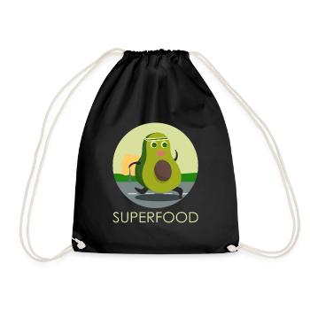 Avocado Superfood Lustig Sport Training Joggen - Turnbeutel - Schwarz - Vorne