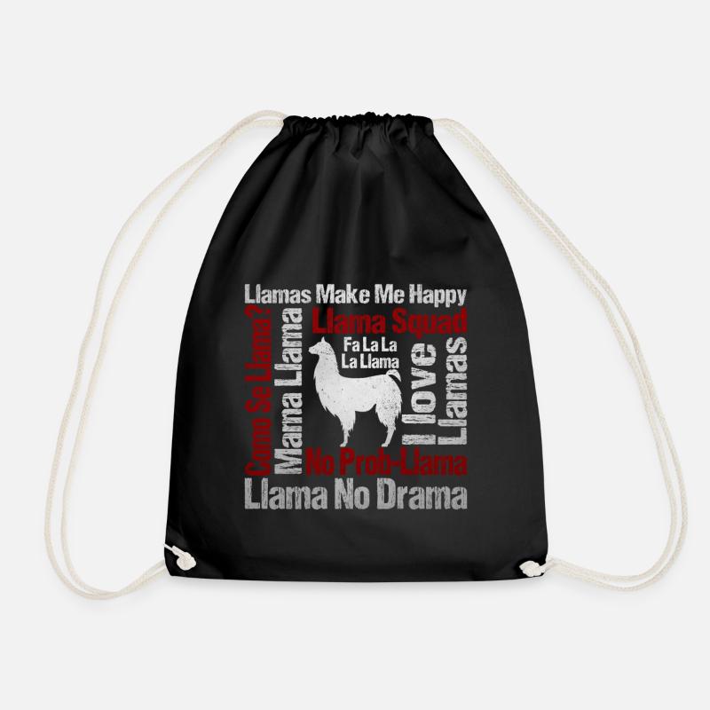 Funny Llama Sayings - Drawstring Bag - black