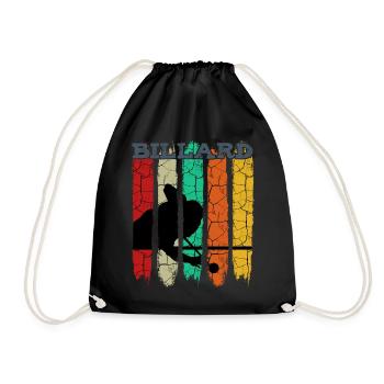 Vintage Retro Billard Silhouette | Pool Geschenk - Turnbeutel - Schwarz - Vorne