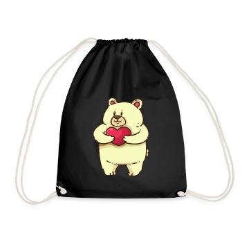 Valentin Teddy Bear Love Romantic Heart Love - Drawstring Bag - black - Front