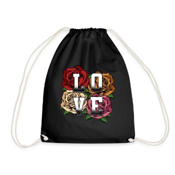 Love roses declaration of love statement gift idea - Drawstring Bag - black - Front