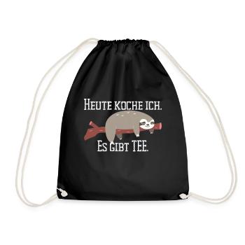 Aujourd’hui, je cuisine - Il y a du thé / paresseux & cuisine - Sac de sport léger - noir - Devant