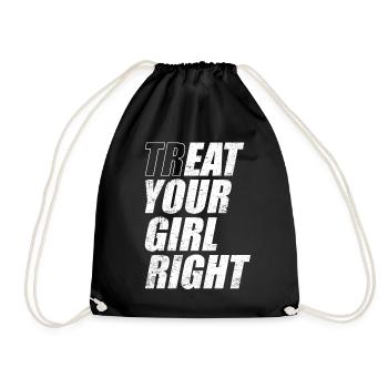 Treat & Eat Your Girl Right / Sex zum Valentinstag - Turnbeutel - Schwarz - Vorne
