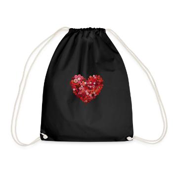 Red heart I buttons love gift to women girlfriend - Drawstring Bag - black - Front