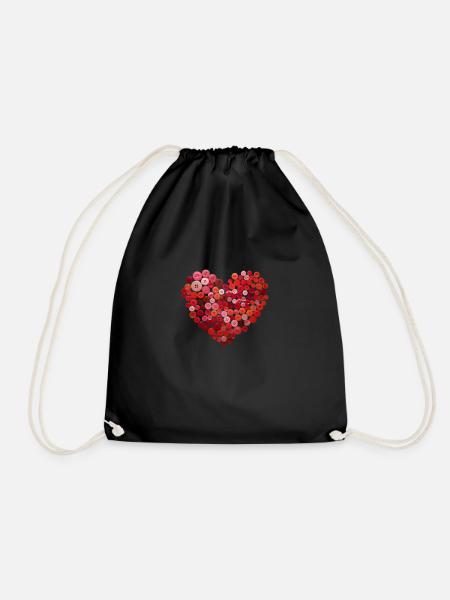 Boutons coeur rouge I aiment le cadeau à la petite amie des femmes - Sac de sport léger - noir