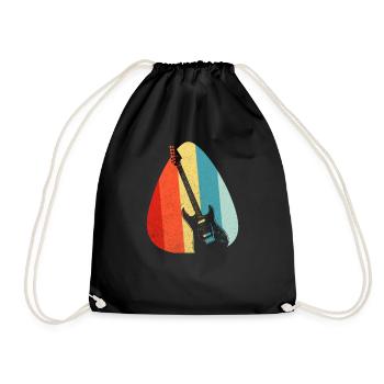 Guitar plectrum retro vintage rock & roll shirt - Drawstring Bag - black - Front