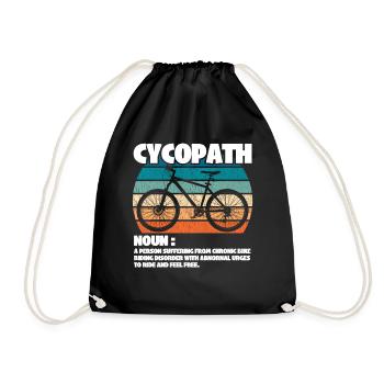 Mountain Biking Cycopath Noun - Drawstring Bag - black - Front