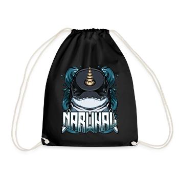 Cool Narwal Trendy Meeresbewohner Wale Geschenk - Turnbeutel - Schwarz - Vorne