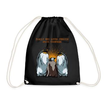 Penguin family statement sayings animal gift - Drawstring Bag - black - Front
