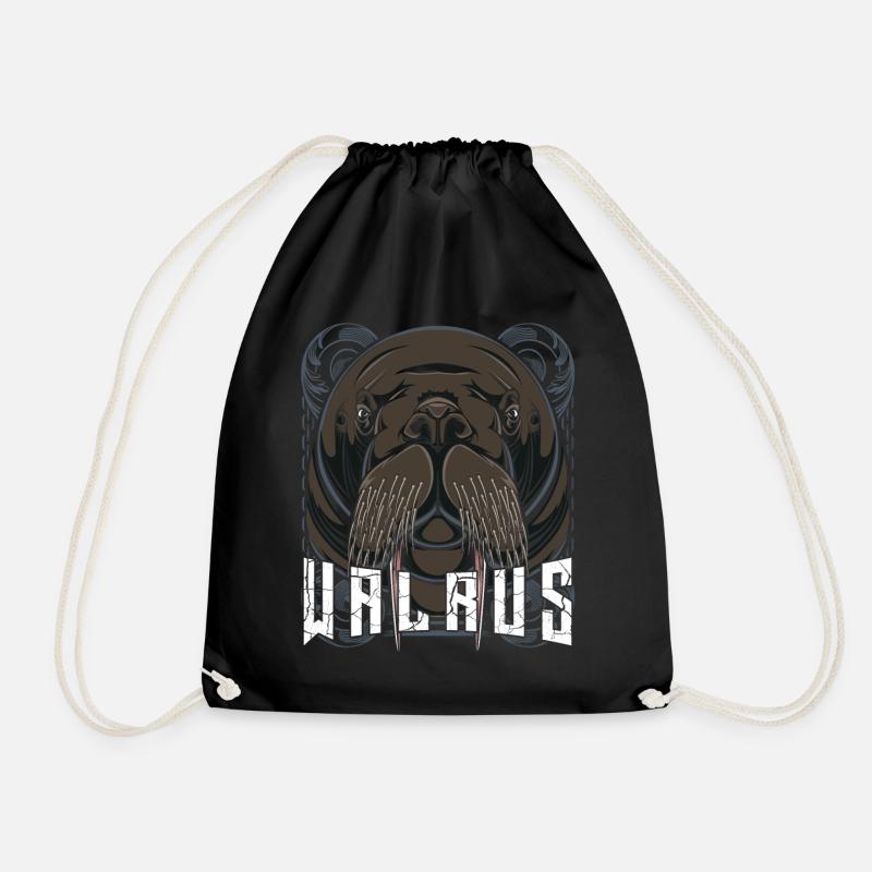 walrus - Drawstring Bag - black