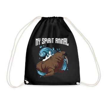 walrus - Drawstring Bag - black - Front