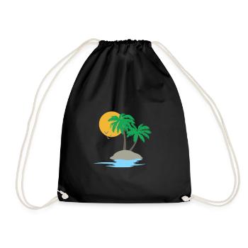 small island gift holiday travel palm beach - Drawstring Bag - black - Front